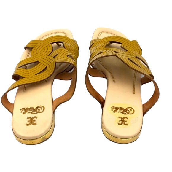 Vero 🩴 Cuoio Fabi Yellow Mustard Sandals Size 6.5 - Picture 5 of 7